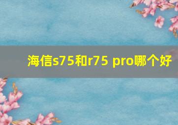 海信s75和r75 pro哪个好